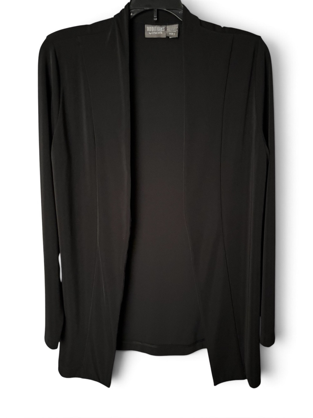 Chico's Additions Black Open-Front Drape Cardigan Size 1 (M 8-10)